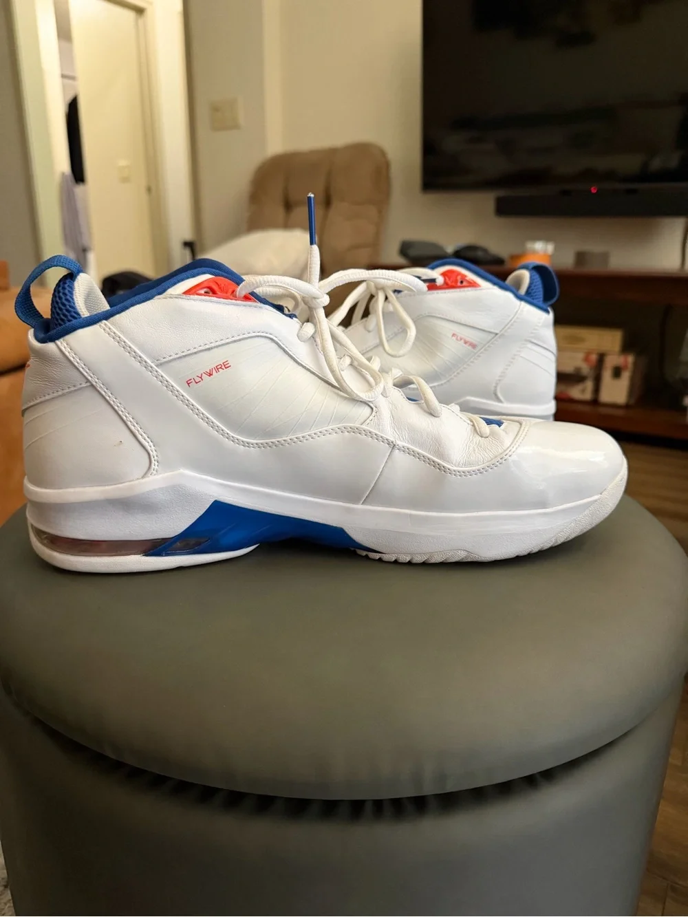Jordan Melo M8 Knicks Home White/Blue/Orange Size 14